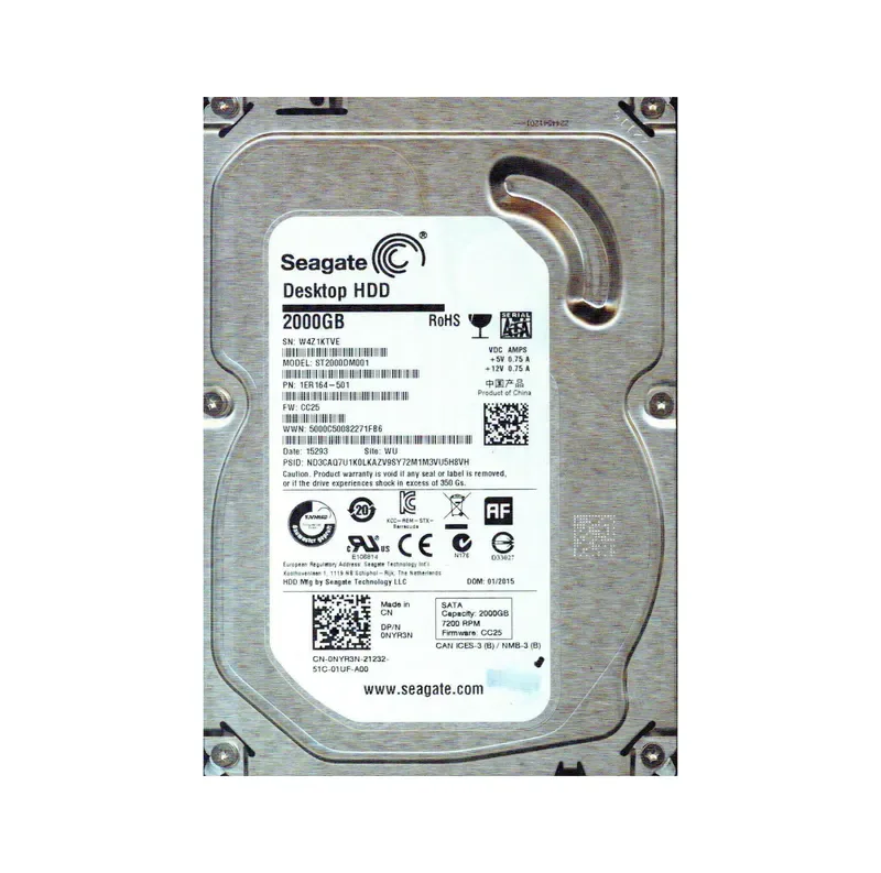 1ER164-501 - Seagate BarraCuda 2TB 7200RPM SATA 6Gb/s 64MB Cache 3.5-inch Hard Drive