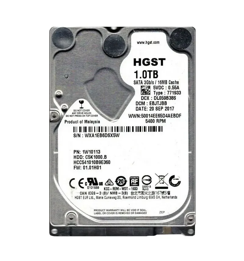 1W10113 - Hitachi 1TB 5400RPM SATA 3Gb/s 2.5-inch Hard Drive