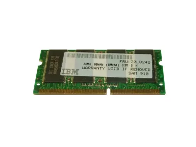 20L0242 - IBM 64MB 66MHz PC66 non-ECC Unbuffered CL2 144-Pin SoDimm Memory Module