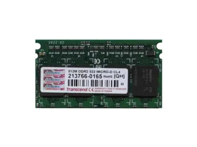 213766-0165 - Transcend 512MB DDR2-533MHz PC2-4200 non-ECC Unbuffered CL4 214-Pin Micro-DIMM Dual Rank Memory Module