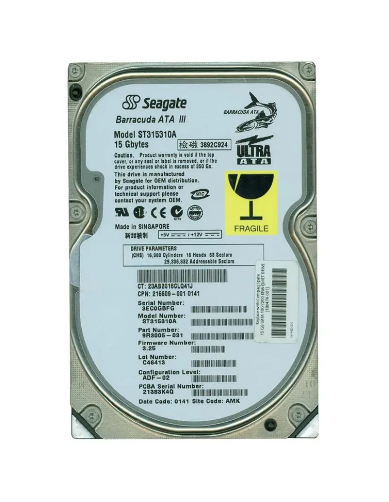 216609-001 - Compaq 15GB 7200RPM ATA-100 3.5-inch Hard Drive
