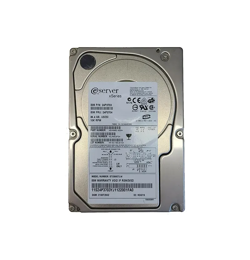 24P3704 - IBM 36.4GB 10000RPM 68-Pin Ultra-320 SCSI Low Profile (1.0inch) Hard Drive (