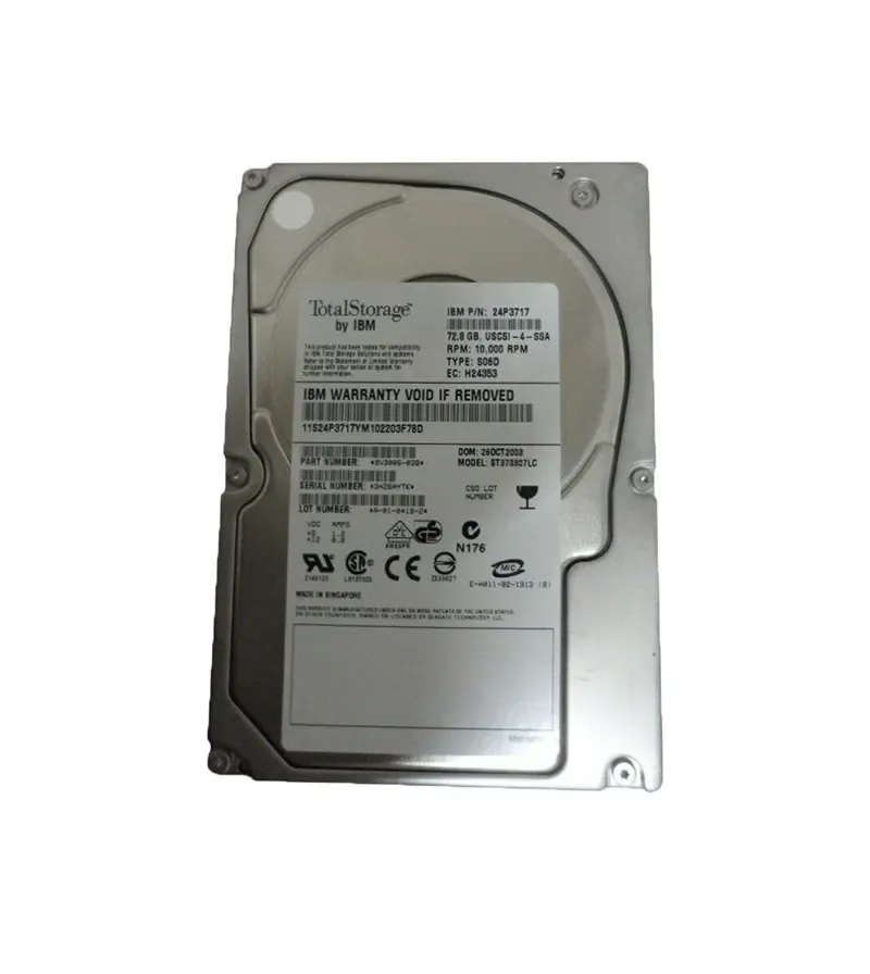 24P3717 - IBM 72GB 10000RPM Ultra-320 SCSI 80-Pin 8MB Cache 3.5-inch Hard Drive