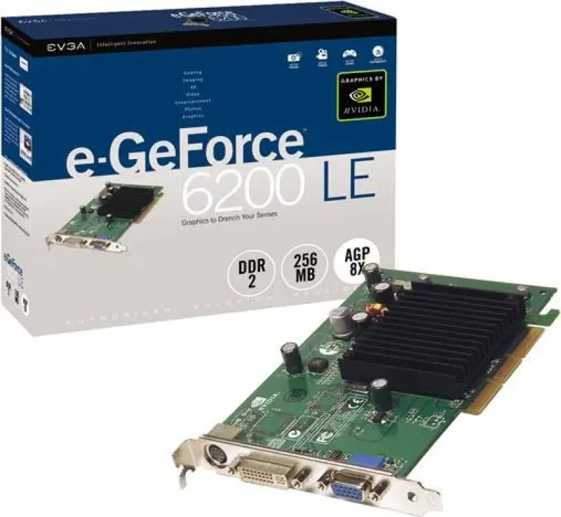 256-A8-N295-SX - EVGA e-GeForce 6200 LE 256MB GDDR2 DVI/ D-Sub/ VGA/ AGP 4x/8x Video Graphics Card