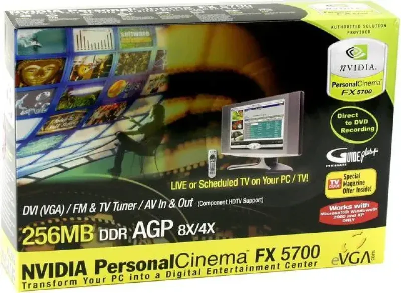 256-A8-N332-A1 - EVGA GeForce FX 5700 Personal Cinema 256MB DDR 128-Bit AGP 4X/8X Video Graphics Card