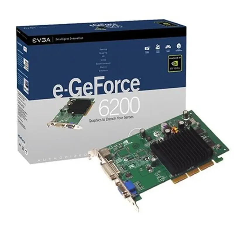 256-A8-N341-AX - EVGA e-GeForce 6200 256MB 64-Bit DDR AGP 4X/ 8X VGA/ DVI/ S-Video Out Video Graphics Card
