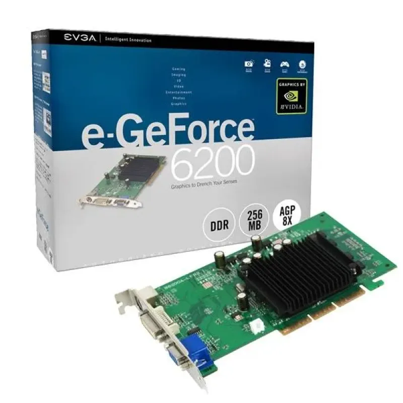 256-A8-N341-FX - EVGA e-GeForce 6200 256MB 64-Bit DDR AGP 4X/ 8X VGA/ DVI/ S-Video Out Video Graphics Card