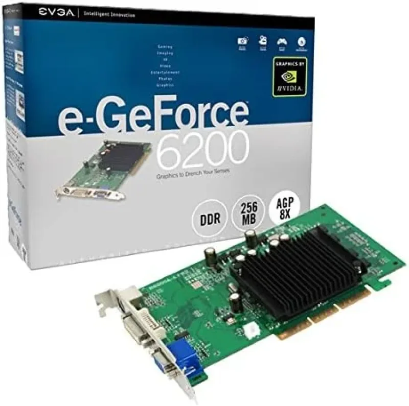 256-A8-N341-TX - EVGA e-GeForce 6200 256MB DDR 64-Bit DVI-I/ S-Video/ TV-Out/ AGP 8x Video Graphics Card