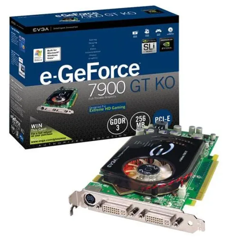 256-P2-N564-R1 - EVGA e-GeForce 7900 GT KO 256MB 256-Bit GDDR3 PCI Express x16 SLI Supported Video Graphics Card