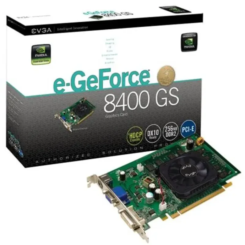256-P2-N732-R1 - EVGA e-GeForce 8400 GS 256MB 64-Bit GDDR2 PCI Express x16 D-Sub/ DVI/ HDTV/ S-Video Out Video Graphics Card