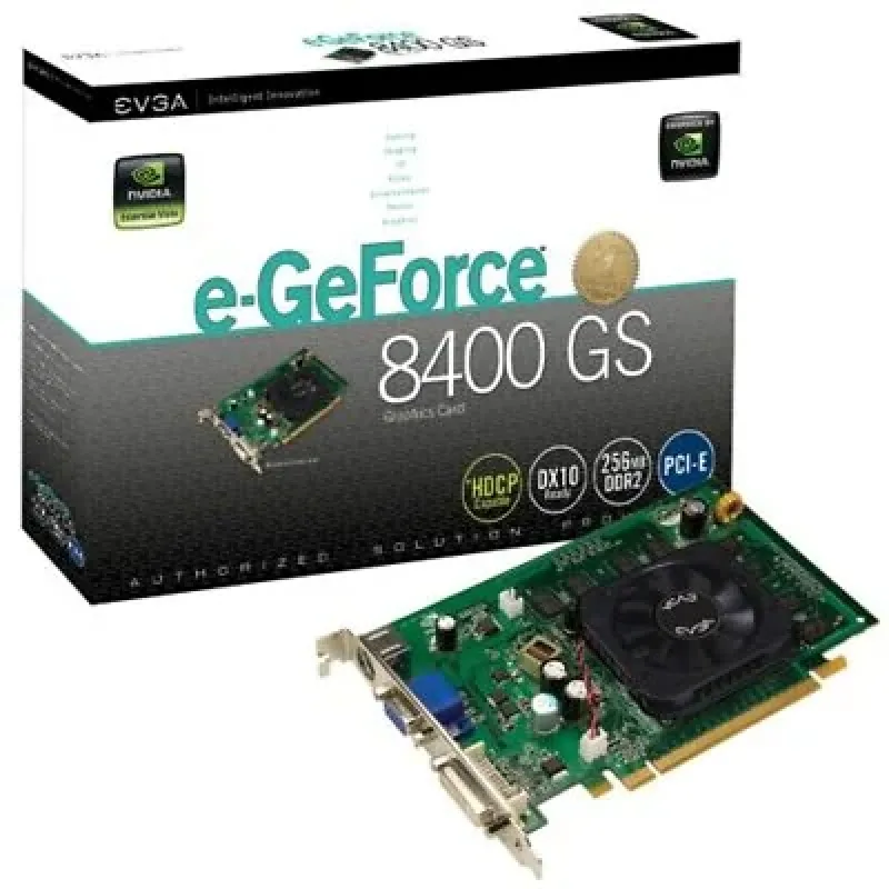 256-P2-N733-AR - EVGA GeForce 8400 GS 256MB DDR2 64-Bit PCI Express x16 DVI/ D-Sub/ S-Video Out/ HDTV/ HDCP Ready Video Graphics Card
