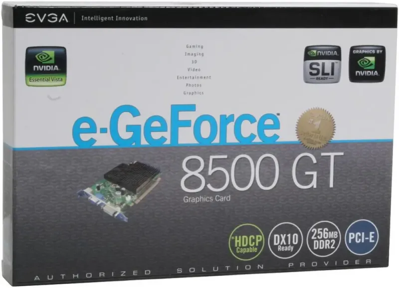 256-P2-N749-B1 - EVGA GeForce 8500 GT 256MB 128-Bit GDDR2 PCI Express x16 HDCP Ready SLI Supported Video Graphics Card