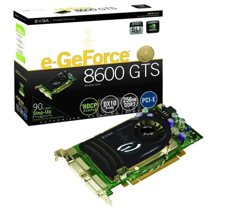 256-P2-N762-R1 - EVGA e-GeForce 8600 GTS 256MB 128-Bit GDDR3 PCI Express x16 Dual DVI/ HDTV/ S-Video Out/ HDCP Ready/ SLI Support Video Graphics Card