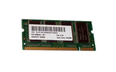 268043-001 - HP 256MB DDR-266MHz PC2100 non-ECC Unbuffered CL2.5 200-Pin SoDimm 2.5V Memory Module