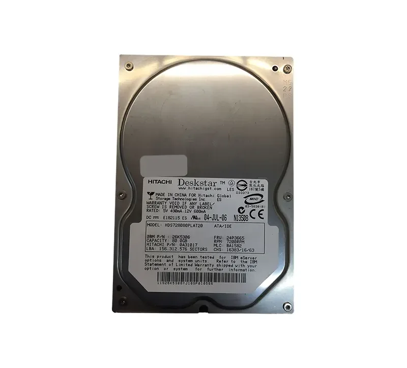 26K5306 - IBM Deskstar 7K80 80GB 7200RPM ATA-100 2MB Cache 3.5-inch Hard Drive