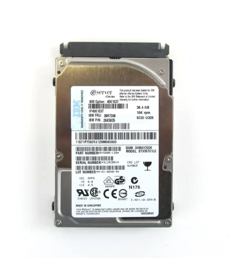 26K5835 - IBM 36.7GB 10000RPM Ultra-320 SCSI SFF SCA 2.5-inch Hard Disk Drive
