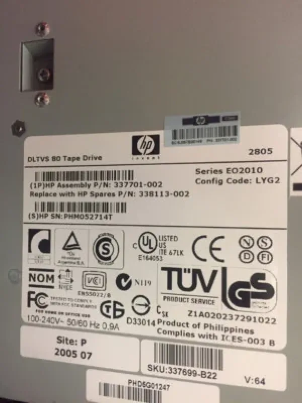 280279-002 - HP DLT Vs 40/80GB Low Voltage Differential Ultra-2 SCSI External Tape Drive
