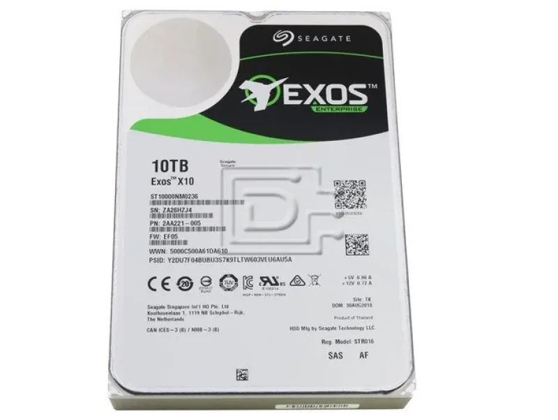 Seagate 2AA221-005 Exos X10 10TB 7200RPM SAS 12Gb/s (512e) 3.5-Inch Enterprise Hard Drive. In Stock