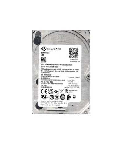 2AN17V-566 - Seagate BarraCuda 4TB 5400RPM SATA 6Gb/s 128MB Cache 512e 2.5-inch Hard Drive