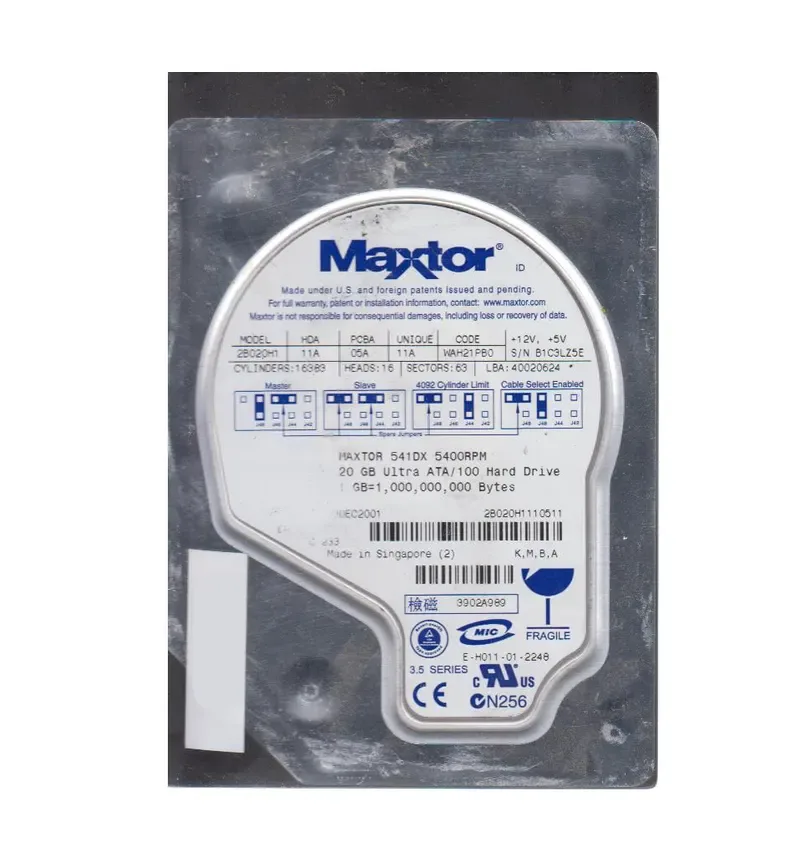 2B020H1110511 - Maxtor Fireball 541DX 20.4GB 5400RPM ATA-100 2MB Cache 3.5-inch Hard Drive