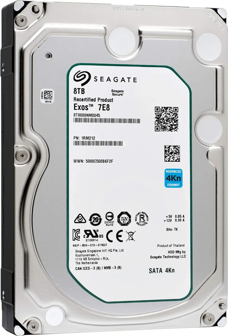 Seagate 2KE101-002 Exos 7E8 Series 8TB 7200RPM SATA 6Gb/s 256MB Cache (512e) 3.5-Inch Enterprise Hard Drive. In Stock