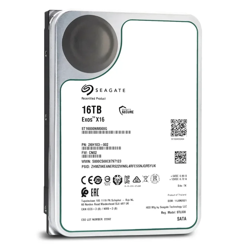 Seagate 2KK103-102 Exos X16 Series 16TB 7200RPM SATA 6Gb/s 256MB Cache 3.5-Inch Hard Drive. In Stock