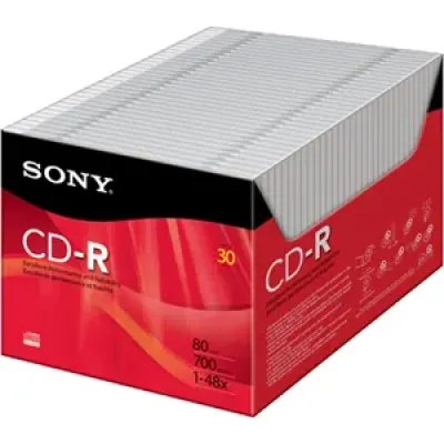 30CDQ80R - Sony 48x CD-R Media - 700MB - 120mm Standard - 30 Pack Slim Jewel Case