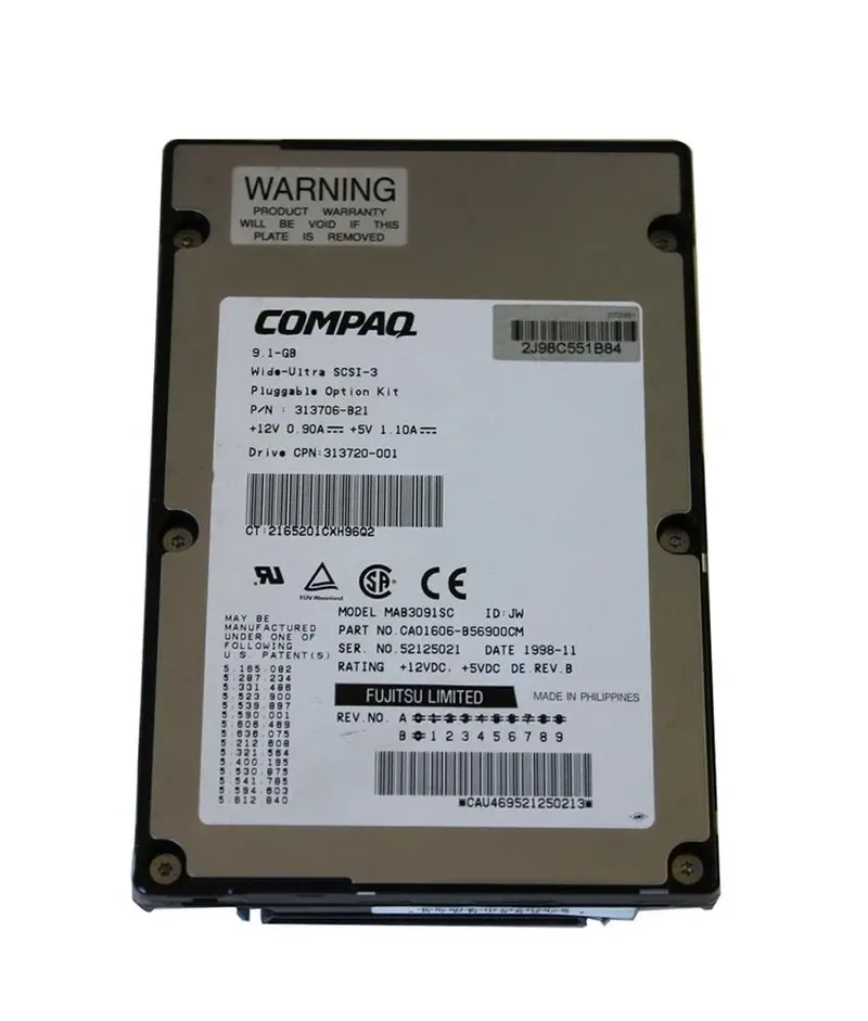 313706-B21 - Compaq 9.1GB 7200RPM Ultra-160 Wide SCSI 80-Pin Hot-Swappable 3.5-inch Hard Drive