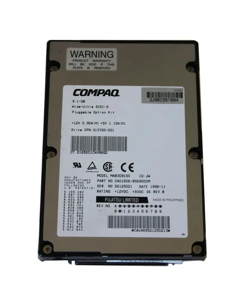 313720-001 - HP 9.1GB 7200RPM Ultra-2 SCSI Wide Hot Swap 80-Pin 3.5-Inch Hard Drive