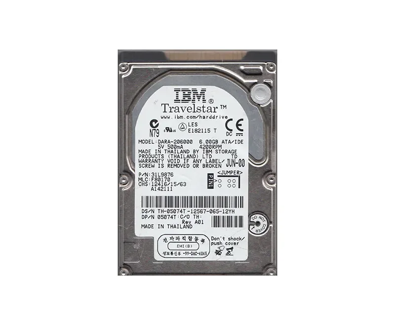 31L9876 - IBM Travelstar 12GN 6GB 4200RPM ATA-66 512KB Cache 2.5-inch Hard Drive