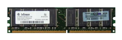 326669-051 - HP 1GB DDR-400MHz PC3200 non-ECC Unbuffered CL3 184-Pin DIMM 2.5V Memory Module