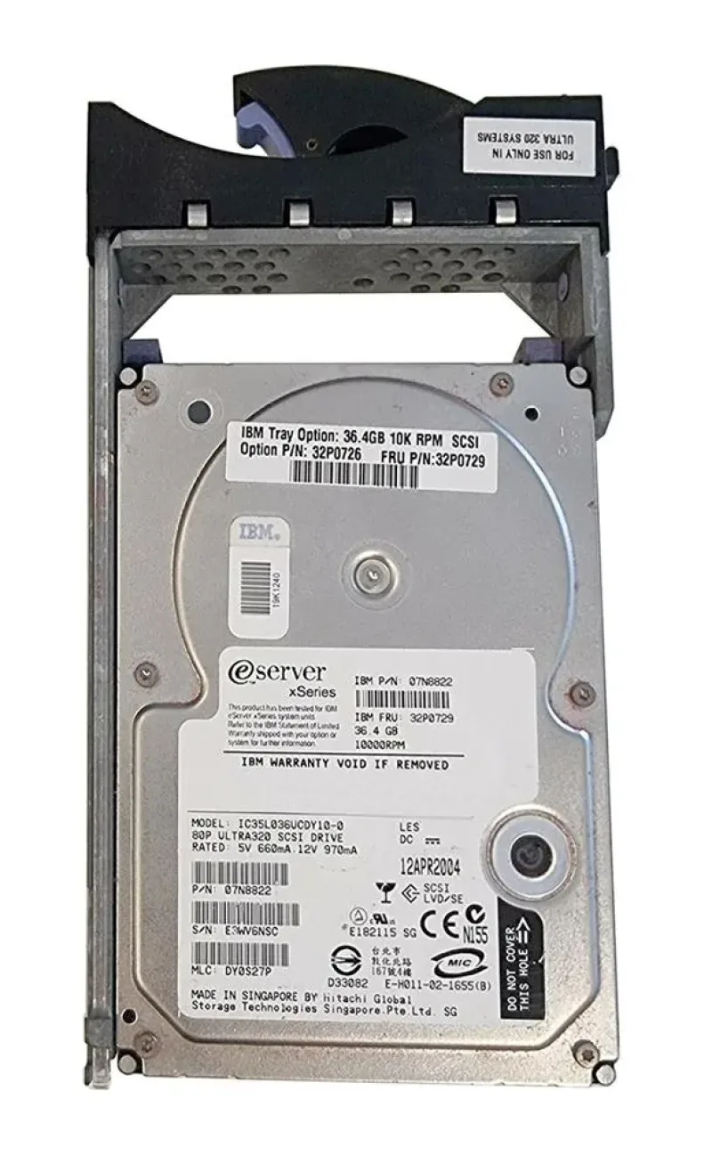 32P0726 - IBM 36.4GB 10000RPM 80-Pin Ultra-320 SCSI 3.5-inch Hot Pluggable Hard Drive with Tray