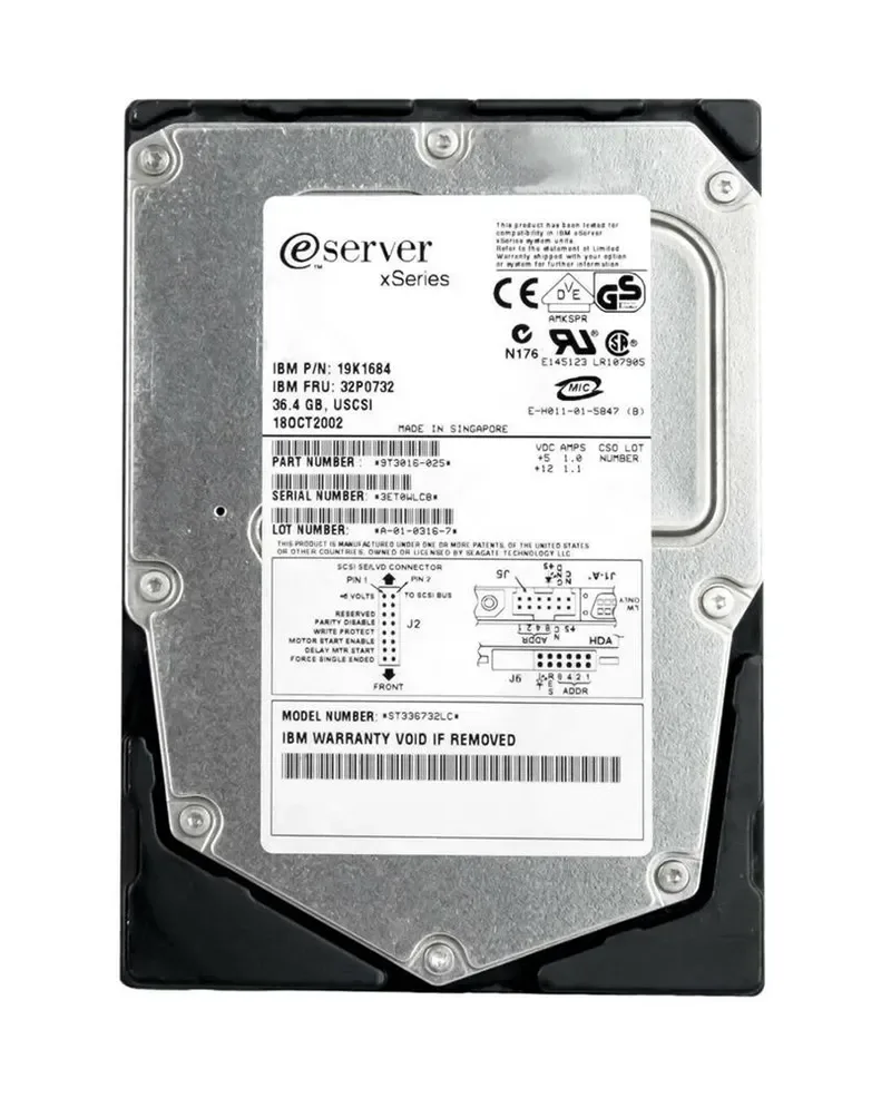 32P0732 - IBM 36.4GB 15000RPM Ultra Wide SCSI 3.5-inch Hard Disk Drive