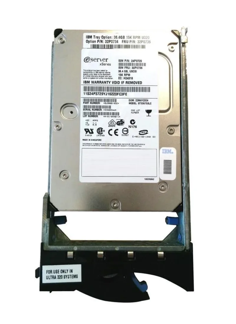 32P0734 - IBM 36.4GB 15000RPM Ultra-320 SCSI 3.5-inch Hot Swapable Hard Disk Drive