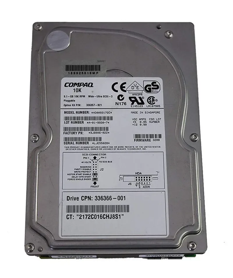 336366-001-1 - Compaq 9GB 10000RPM Ultra 160 SCSI 3.5-inch Hard Drive