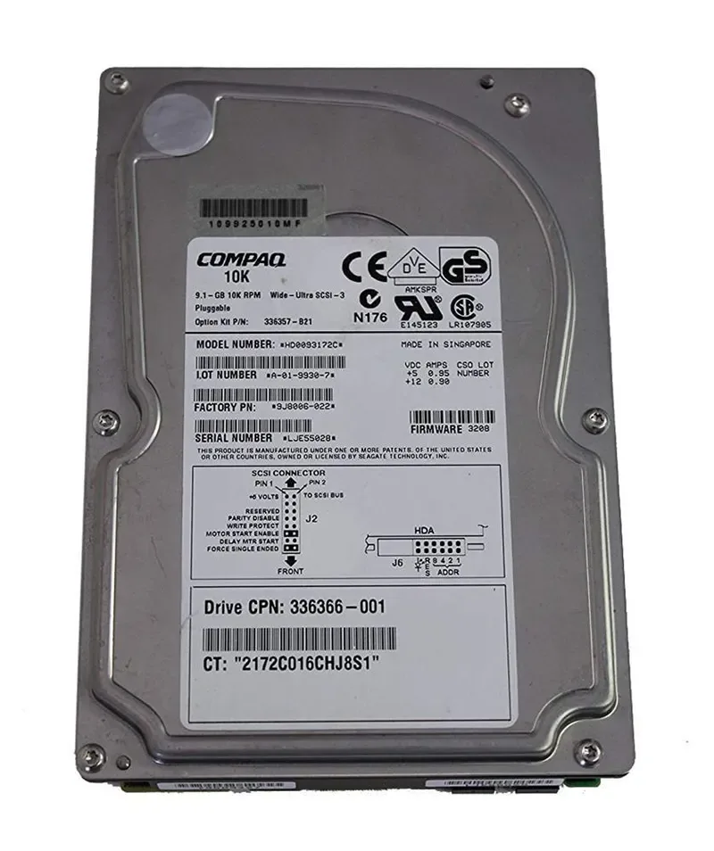 336366-001-4 - Compaq 9GB 10000RPM Ultra 160 SCSI 3.5-inch Hard Drive