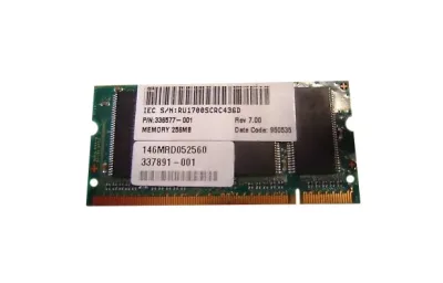 337891-001 - HP 256MB DDR-333MHz PC2700 non-ECC Unbuffered CL2 200-Pin SoDimm 2.5V Memory Module
