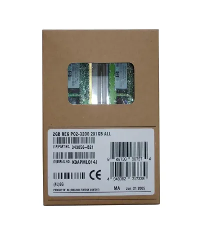 343056-B21 - HP 2GB Kit (2 X 1GB) DDR2-400MHz PC2-3200 ECC Registered CL3 240-Pin DIMM 1.8V Memory