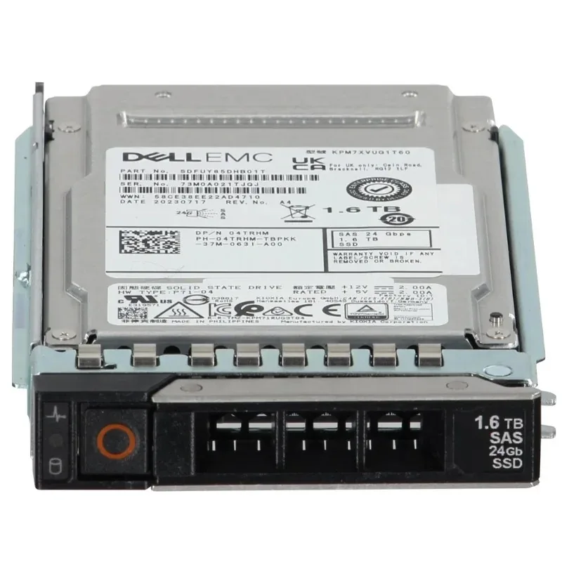Dell 345-BJRF is a 1.6TB SAS 24Gbps 512e mixed-use SSD in 2.5-inch hot-plug form factor with tray, delivering 3DWPD endurance for enterprise workloads in PowerEdge 14G/15G/16G servers. Provides high-s
