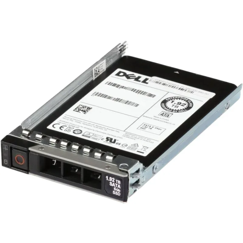 Dell 345-BJSQ is a 1.92TB 2.5-inch SATA 6Gbps Mixed Use SSD with 3DWPD endurance, 512e format, and hot-plug capability in 3.5in hybrid carrier for PowerEdge servers.