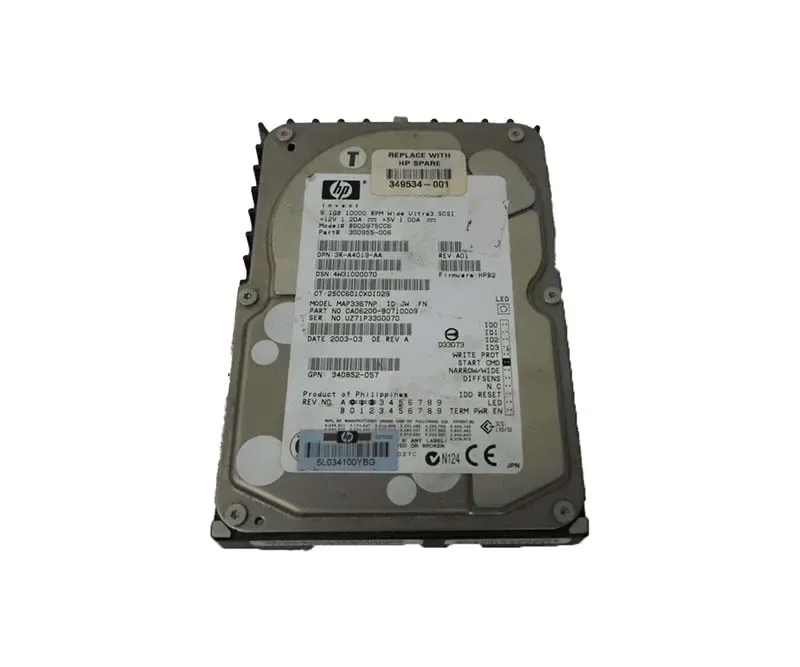 349534-001 - HP 9.10 GB 3.5 Hard Drive Wide Ultra2 SCSI