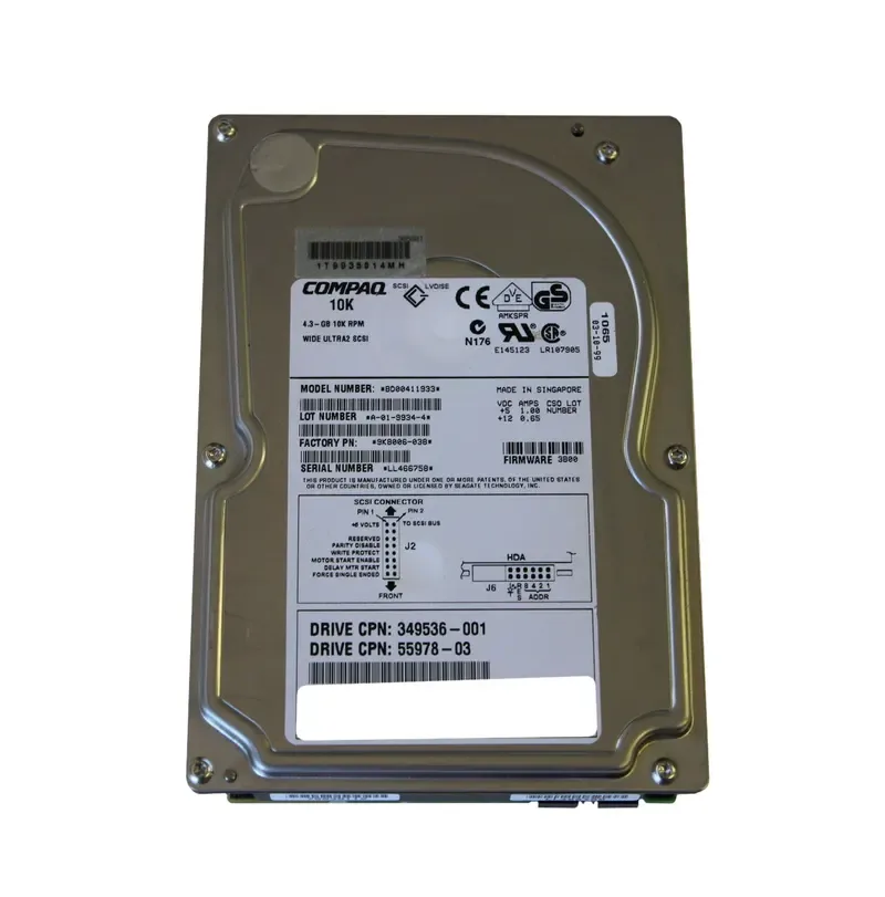 349536-001 - HP 4GB 7200RPM Ultra2 Wide SCSI 3.5-inch Hard Drive