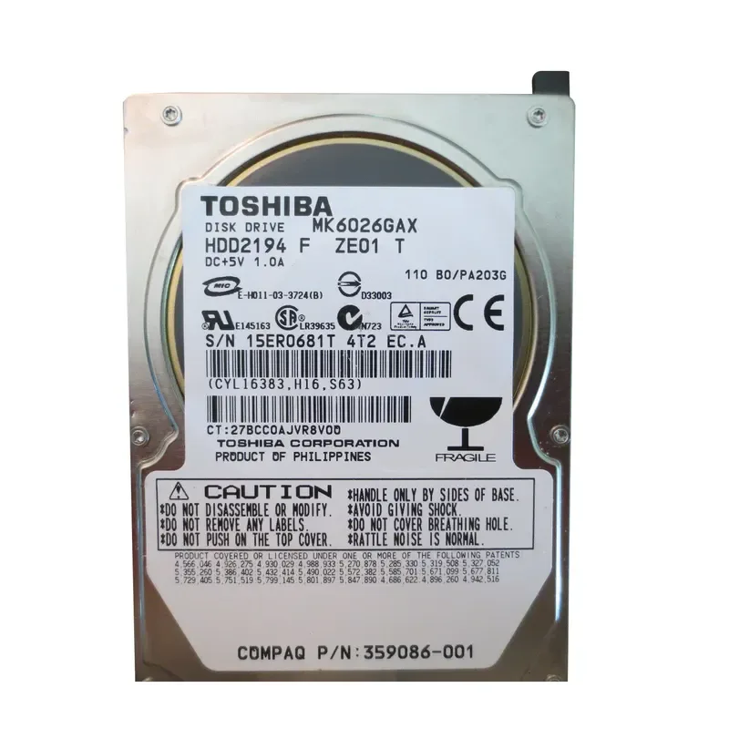 359086-001 - HP / Compaq 60GB 5400RPM Ultra ATA-100 2.5-inch Hard Drive