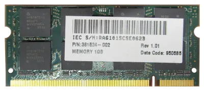 361524-004N - HP 1GB DDR2-667MHz PC2-5300 non-ECC Unbuffered CL5 200-Pin SoDimm 1.8V Memory Module