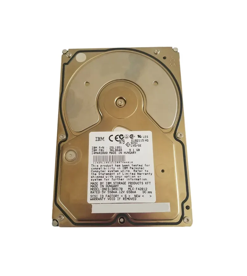 36L8648 - IBM 9.1GB 7200RPM Ultra SCSI 68-Pin 512KB Cache 3.5-Inch Hard Drive