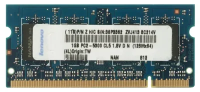 36P3362 - IBM 1GB DDR2-667MHz PC2-5300 non-ECC Unbuffered CL5 200-Pin SoDimm Dual Rank Memory Module