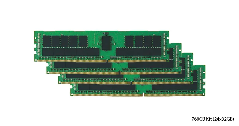 370-AGBQ - Dell 768GB Kit (24X32GB) DDR4-2933MHz PC4-23400 ECC Registered CL21 288-Pin RDIMM 1.2V Dual Rank Memory