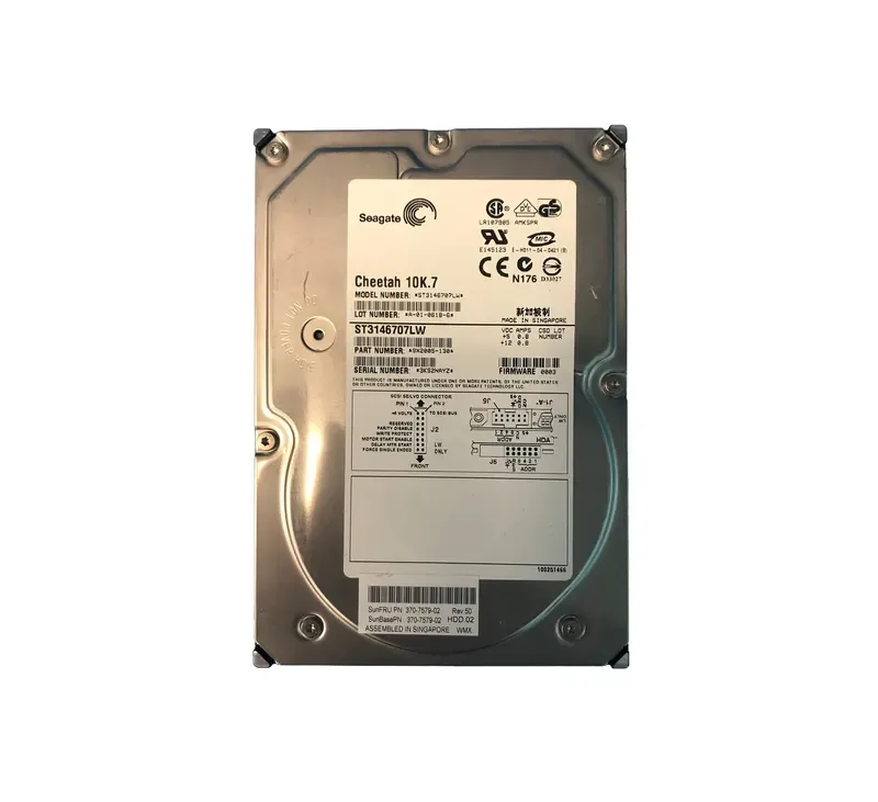 3707579-02 - Sun 146GB 10000RPM Ultra-320 SCSI Non Hot-Plug 68-Pin 3.5-inch Hard Drive with Long SCSI Cable
