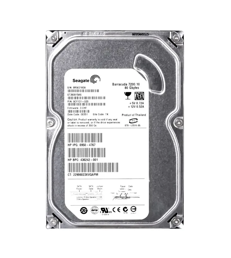 371580-001 - HP 80GB 7200RPM SATA 1.5Gb/s 8MB Cache 3.5-inch Hard Drive