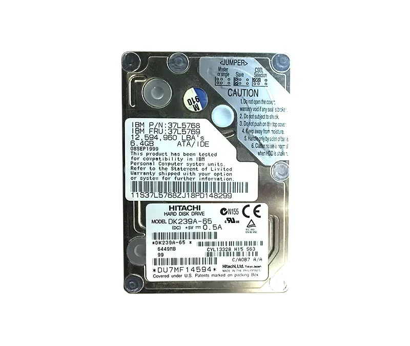 37L5768 - IBM 6.4GB 4200RPM ATA-33 512KB Cache 2.5-inch Hard Drive